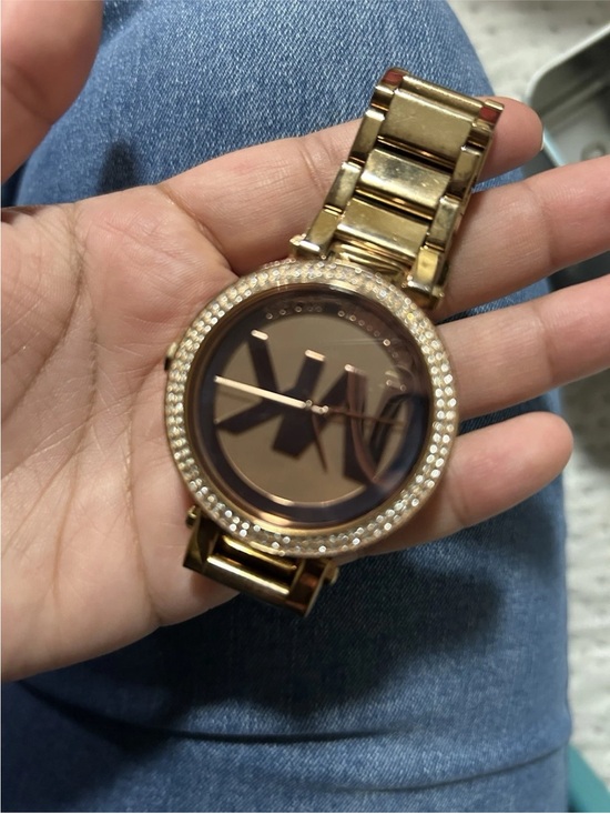 Michael Kors Accessories - Michael Kors Gold-Tone Crystal Bezel Logo Watch has few signs mark and good.